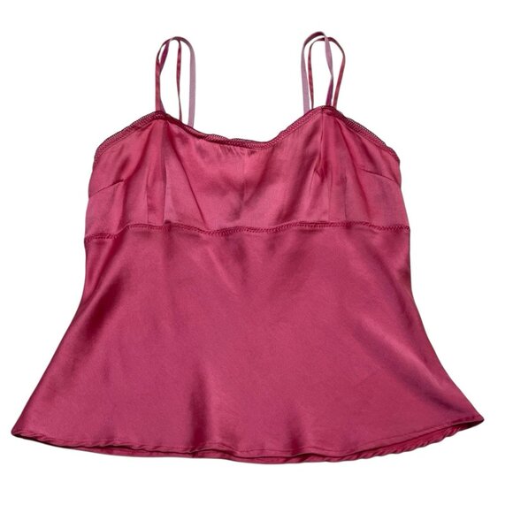 Vintage Y2K Wet Seal Tank Top Womens XS Pink Silk Babydoll Cropped Double Strap - Picture 2 of 9